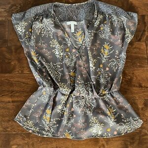 Gray Floral Blouse
